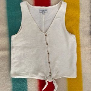 Madewell Texture & Thread women's tie front, button down textured cotton tank